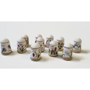 Porcelain Thimbles Flowers Of Netherlands Ronald Van Ruyckevelt 1978 Set of 11